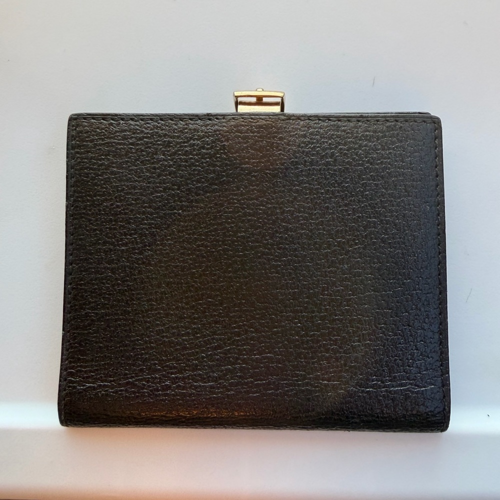 Vintage Gucci Black Pebbled Leather Bifold Wallet - Gold Jackie Buckle - Picture 4 of 9